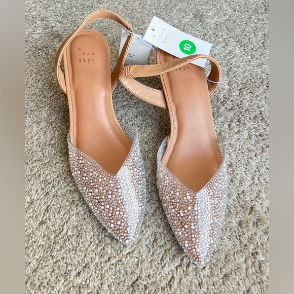 A New Day . Size 10. Women's Beige Embellished Flats - Picture 5 of 6